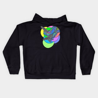 Whale Duo swimming through Circles Kids Hoodie